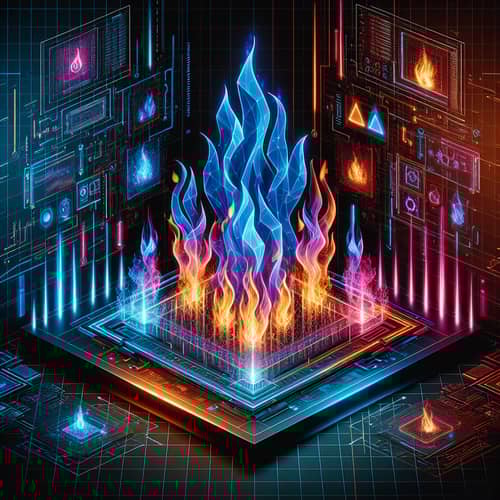 Hi-Tech Background with Neon Flames