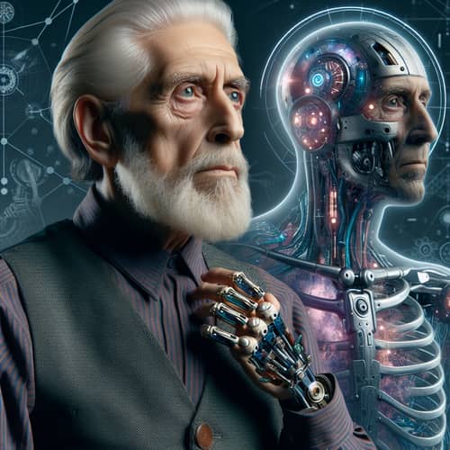 Futuristic Old Man Cybernetic Implant 2500 | Sci-Fi Sketch