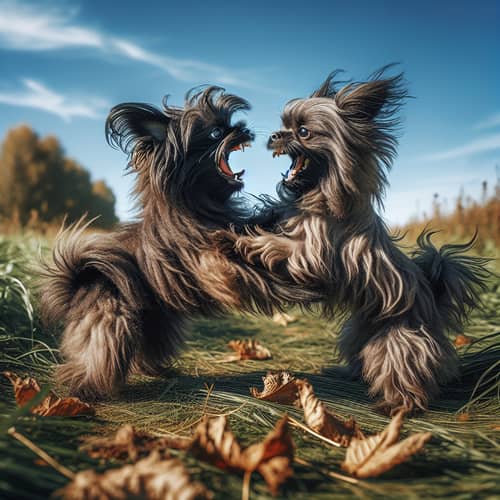 Playful Affenpinschers in Grassy Field | Fun Dog Fight