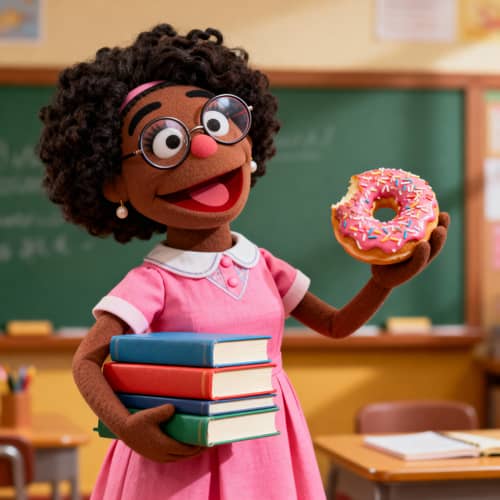 African American Sesame Street Teacher Character