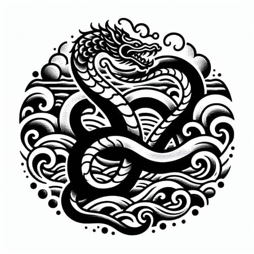 Jörmungandr Mythical Sea Serpent Tattoo Design