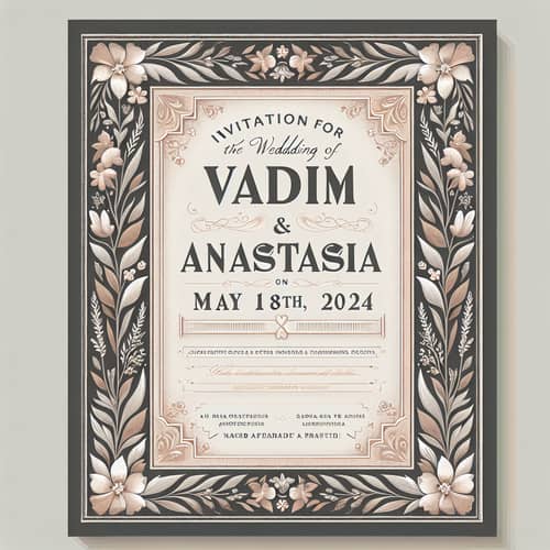 Elegant Wedding Invitation for Vadim & Anastasia | May 18, 2024