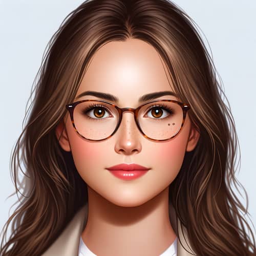 Female Influencer: Realistic Beauty & Intelligence | Glasses, Moles