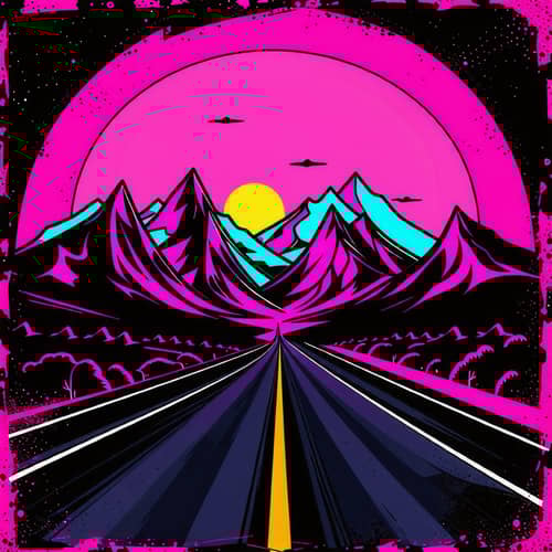 Cartoon Logo Mascot Retro Style: Pink Dust & Sunset Art