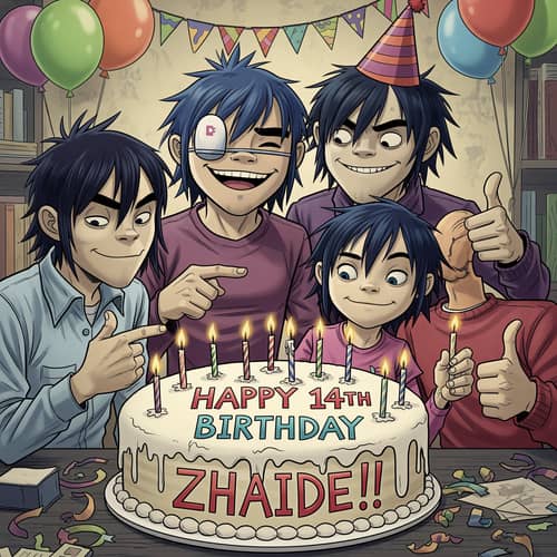 Happy 14th Birthday Zhaide from Gorillaz!