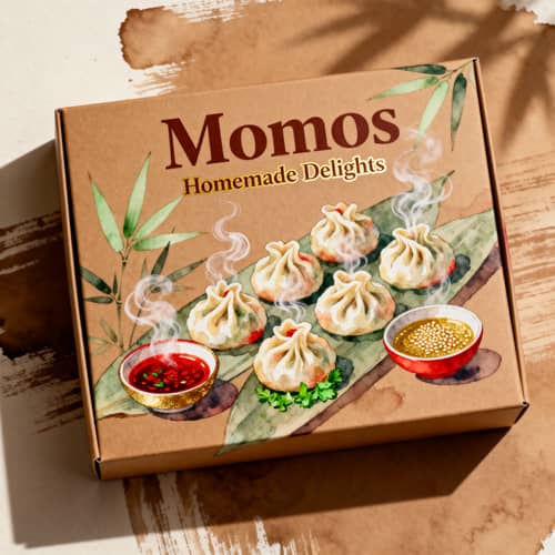 Elegant Momo Box Design with Asian Art Touch