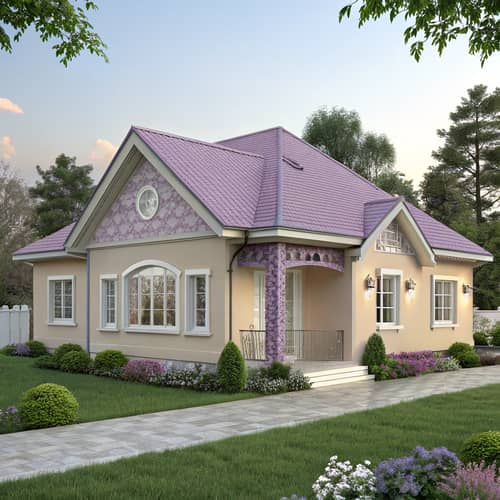 Stylish Two-Tone Home Design with Lavender Roof