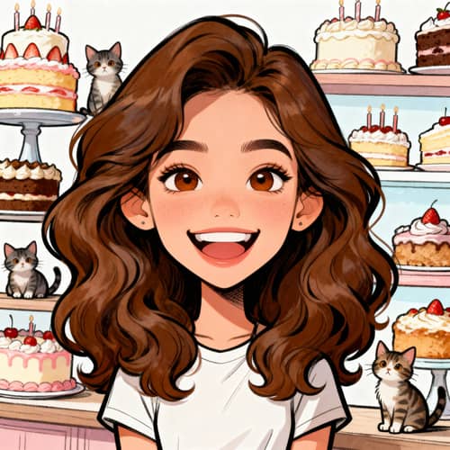 Playful Caricature Art of a Joyful Girl Playful Caricature Art of a Joyful Girl