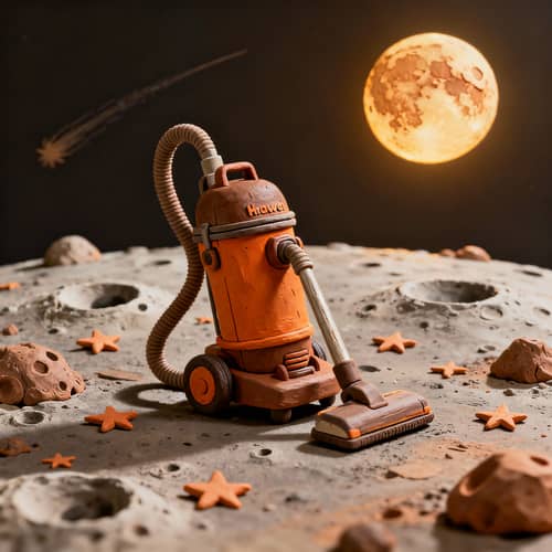 Whimsical 1970s Claymation Hoover Art Scene