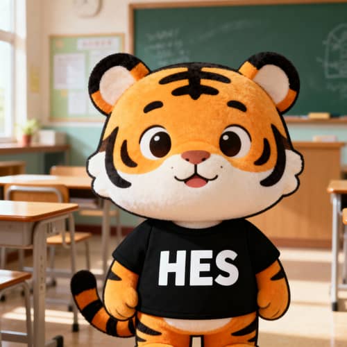 Cartoon Tiger in School: HES Black Shirt Cartoon Tiger in School: HES Black Shirt