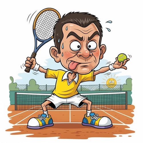 Cartoon Knucklehead Men Tennis Player