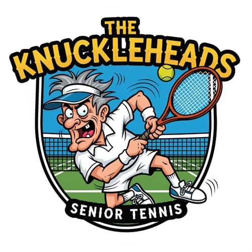 Knucklehead Senior Tennis Player Logo