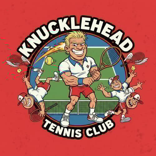 Knucklehead Men's Tennis Players Cartoon Logo