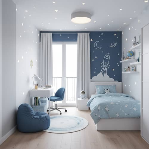 Minimal Space-Themed Room for a 5-Year-Old Minimal Space-Themed Room for a 5-Year-Old