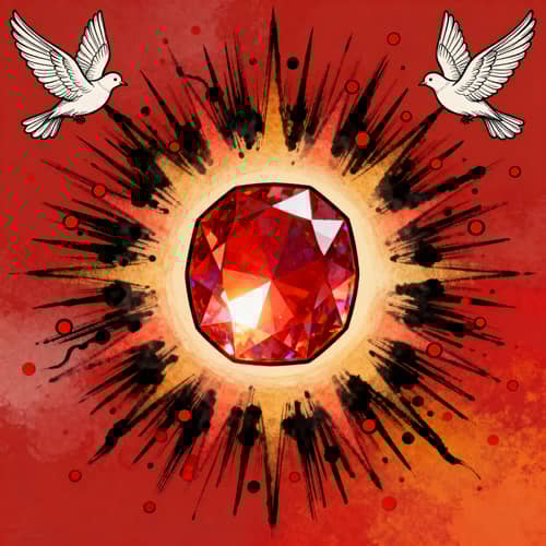 Vibrant Birthstone Art with Symbolic Doves