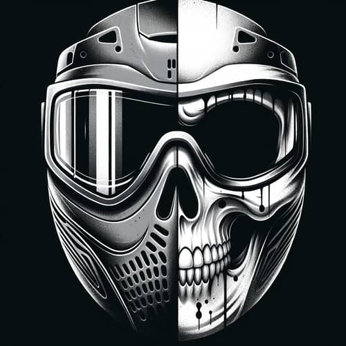 Front-Facing Paintball Mask with Half Skull Design