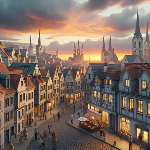Serene European Cityscape at Sunset