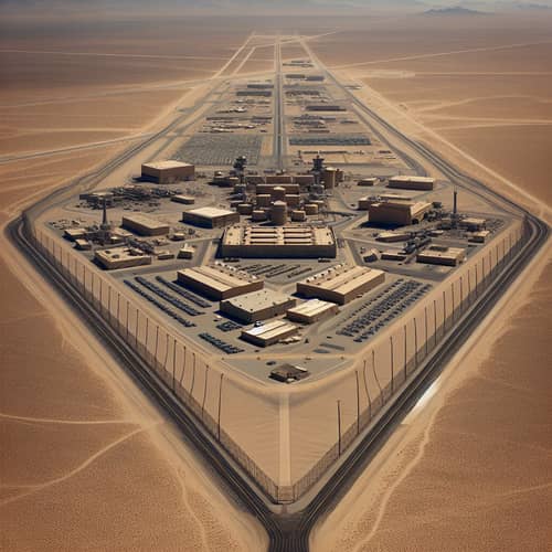 Top-Secret Military Facility in Desert | Secure Hangars & Control Towers