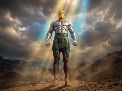 Colossal Statue: Gold, Silver, Bronze, Iron & Clay