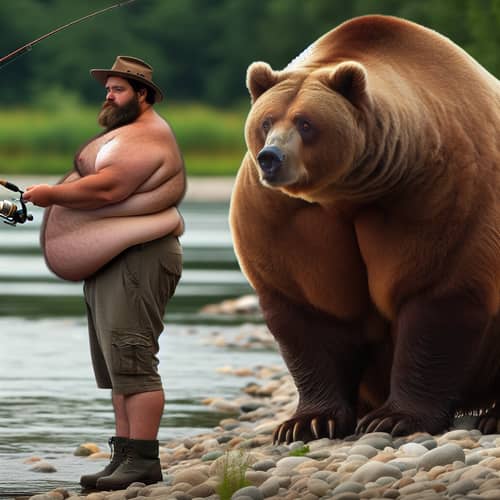 Vladik Fishing: Man vs Bear Encounter by the Riverside