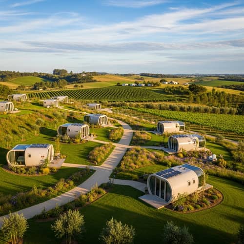Eco-Friendly Capsule Cabin Resort on 100 Acres