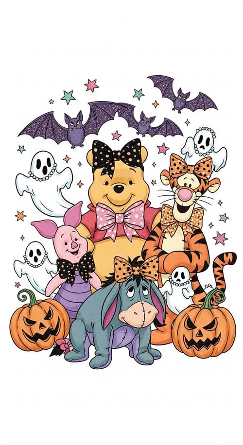 Vintage Halloween Winnie the Pooh Illustration