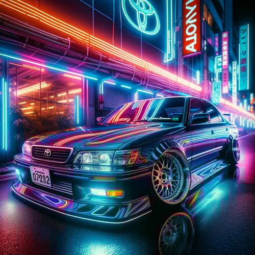 Custom Toyota Chaser JZX90 in Neon Glow | Car Tuning Details
