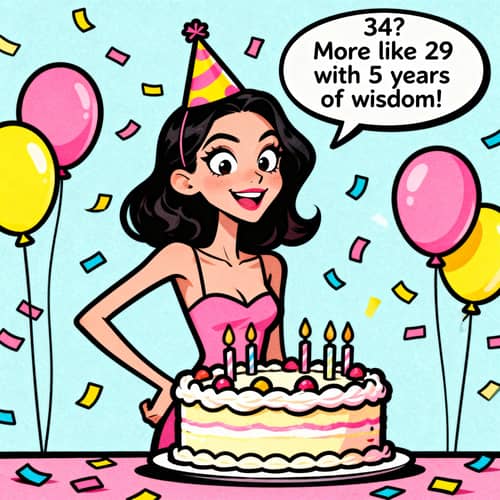 Funny 34th Birthday Caricature Gift