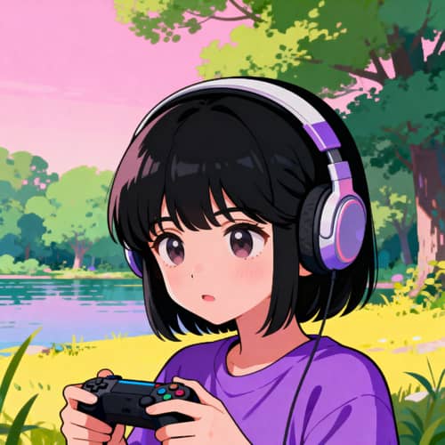 Cute Anime Girl in Lo-Fi Aesthetic