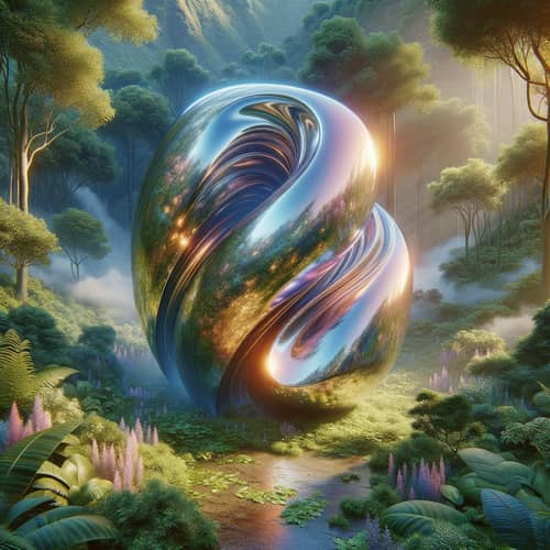 Futuristic Nature with Metallic Shape in Serene Environment
