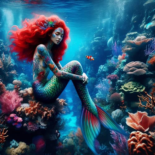 Enchanting Mermaid Tattoos in Crystal Clear Waters