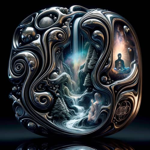 Liquid Metal Object Reflecting Nature and Spirit
