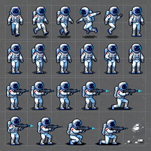 Astronaut Game Sprite Sheet - Pixel Art Assets