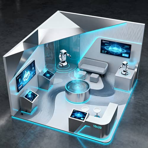 Futuristic Robotics Booth Design | 10x20 Geometric Setup