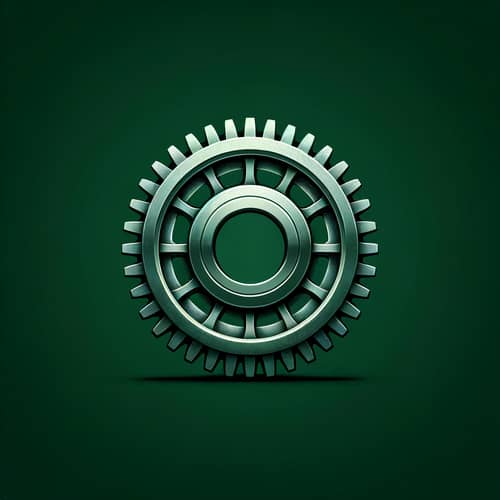 Detailed Steel Gear Vector Image on Rich Green Background