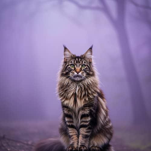 Maine Coon in Purple and White Mist Fog | Exotic Cats Maine Coon in Purple and White Mist Fog | Exotic Cats