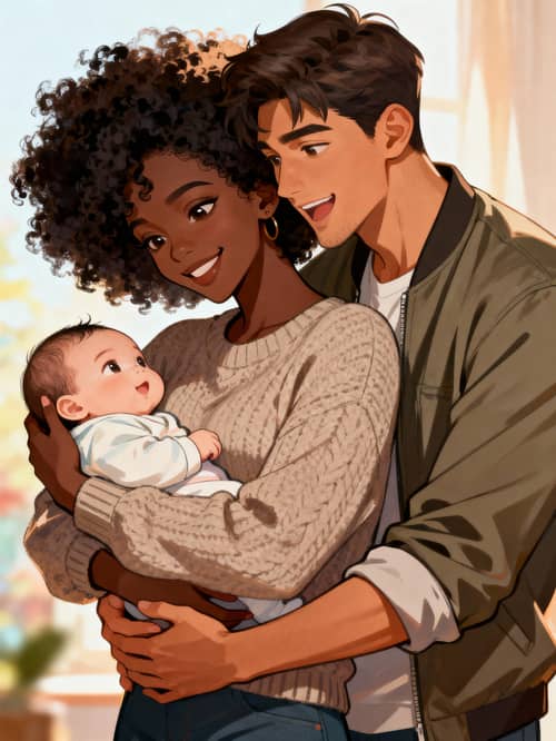 Korean Manhwa Art: Family Embrace Korean Manhwa Art: Family Embrace