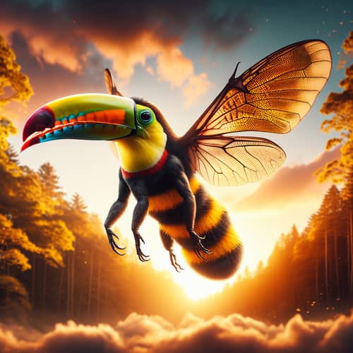Hybrid Creature of Bee, Vampire Bat, and Toucan