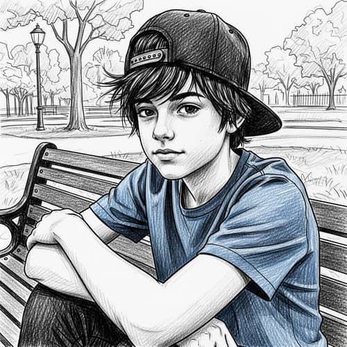 Sketch of a Boy in a Black Cap