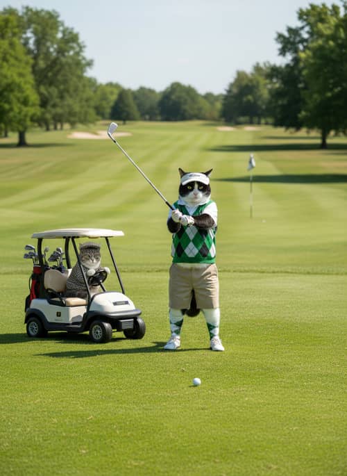 Cats Playing Golf in Style: A Fun Day on the Course