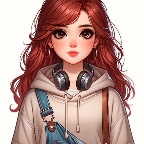 Stylish 16-Year-Old Caucasian Girl with Red Hair - Trendy Outfit