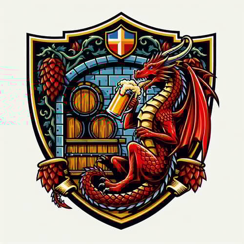 Medieval Coat of Arms Design for Brewery | Cellar Dragon & Frothy Beer