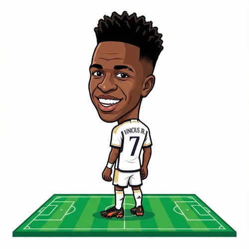 Vinicius Junior Cartoon Caricature - Real Madrid Style Vinicius Junior Cartoon Caricature - Real Madrid Style