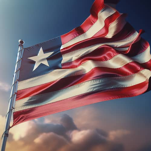 Liberia Flag Waving in Sky | Historic Election Event Photo