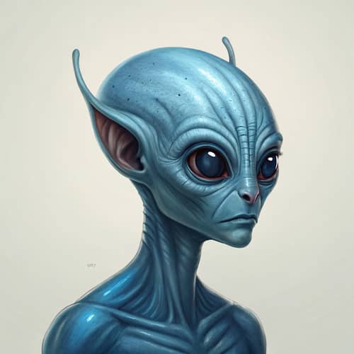 Unique Triangle-Shaped Alien with Blue Skin
