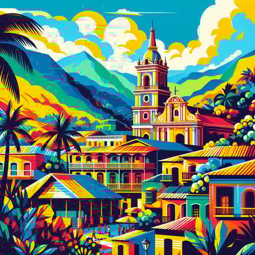 Vibrant Illustration of Pueblo de Venezuela