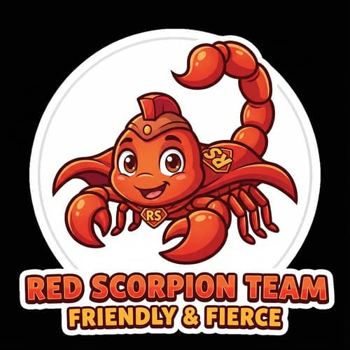 Red Scorpion Friendly Mascot for Teams & Businesses