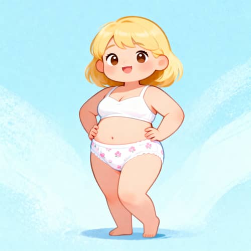 Blond Cartoon Girl in Diaper Art