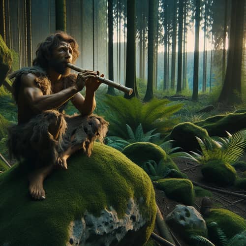 Paleolithic Caveman Playing Ancient Flute | Prehistoric Scene