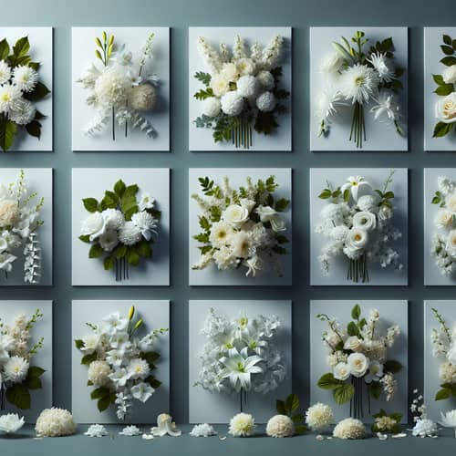 White Flower Arrangements Collection - Chrysanthemums, Roses, Lilies